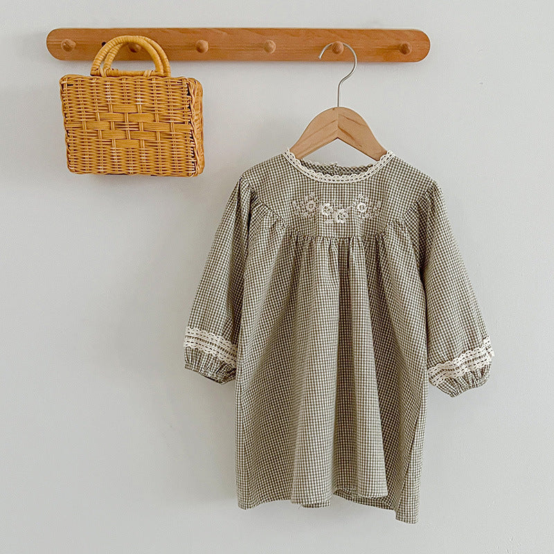 Autumn Vintage Style Embroidered Design Dress & Onesies-5