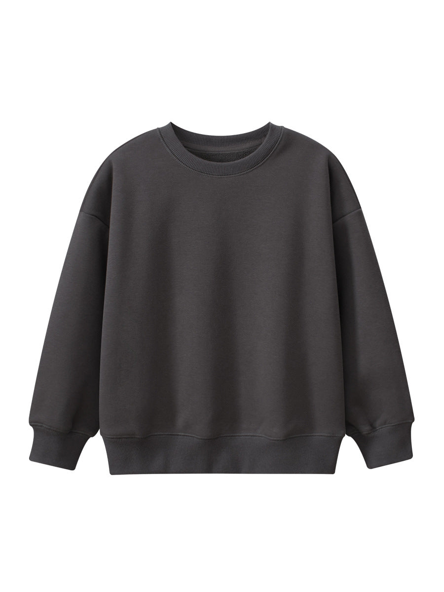 Arrival Baby Kids Plain Solid Color Crew Neck Long Sleeves Warm Cozy Pullover-8