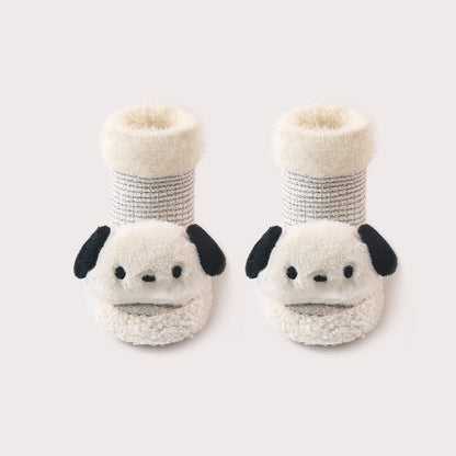Thickened Winter Toddler Walking Socks, Mid-Calf Floor Shoe Socks, Cartoon Cute Baby Anti-slip Walking Shoes from-5