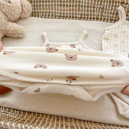 Summer Arrival Baby Unisex Sleeveless Thin Simple Pattern Onesies-4