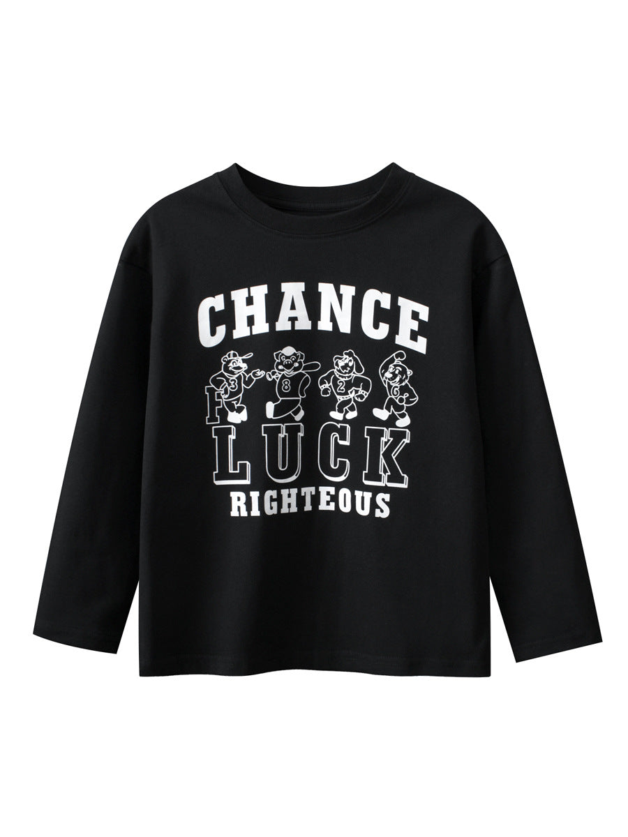 Autumn Arrival Kids Boys Letters and Cartoon Print Crew Neck Long Sleeves Shirt-1