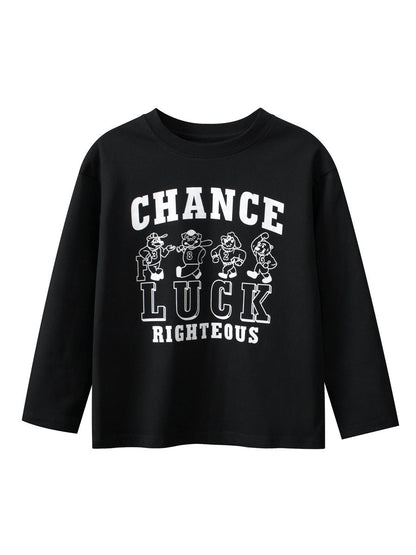 Autumn Arrival Kids Boys Letters and Cartoon Print Crew Neck Long Sleeves Shirt-1