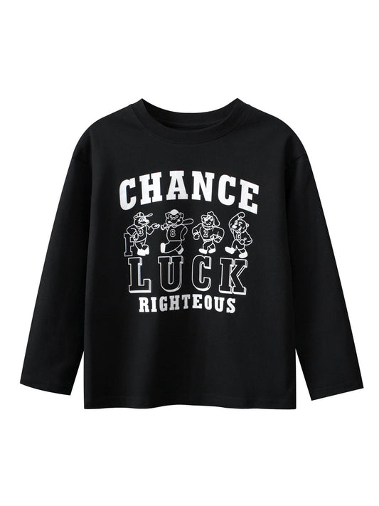Autumn Arrival Kids Boys Letters and Cartoon Print Crew Neck Long Sleeves Shirt-1