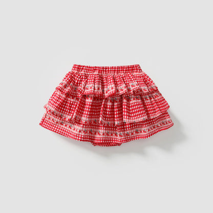 Summer Hot Selling Kids Girls Fruits Pattern Casual Plaid Skirt-3