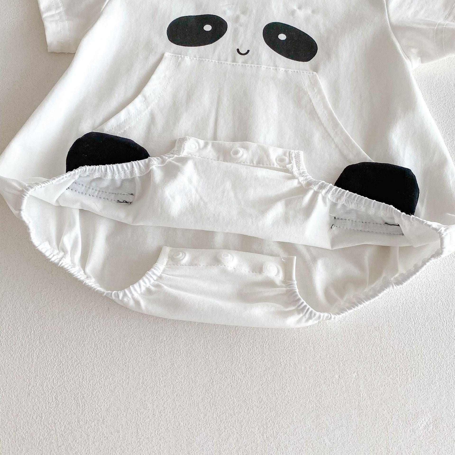Summer Arrival Baby Girls Cute Panda Pattern Short Sleeves Onesies-4