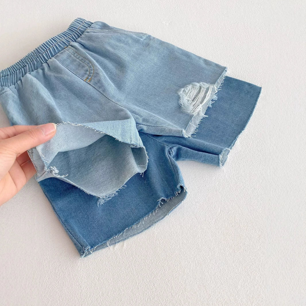 Summer Arrival Kids Unisex Denim Casual Style Shorts-4