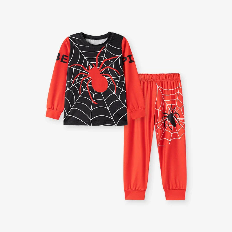 Spider & Web Kids Pajama Set – Long Sleeve Shirt and Pants, Fun Cartoon Design-0