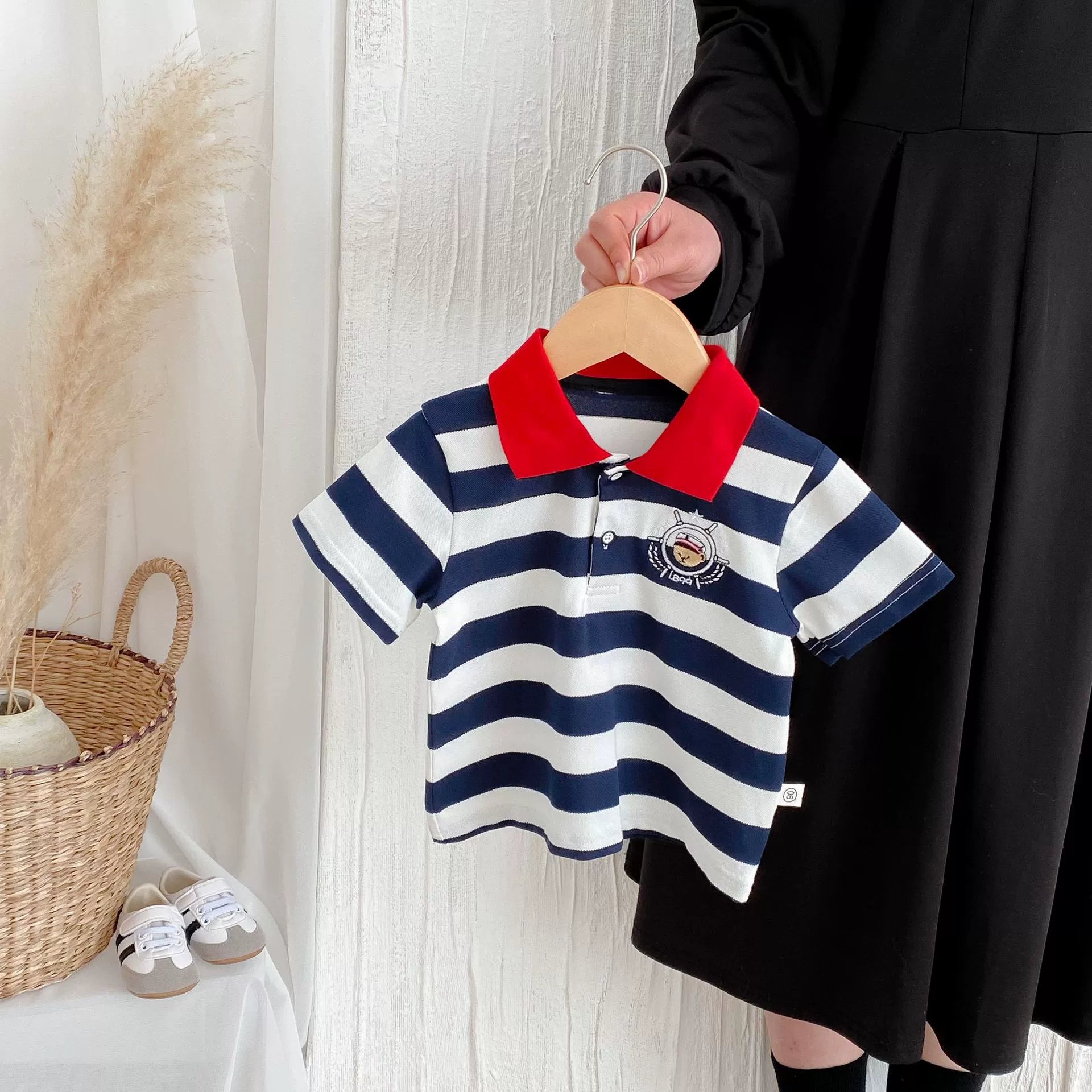 Summer Arrival Baby Kids Boys Casual Striped Short Sleeves Top Polo-0
