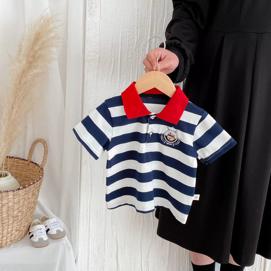 Summer Arrival Baby Kids Boys Casual Striped Short Sleeves Top Polo-0