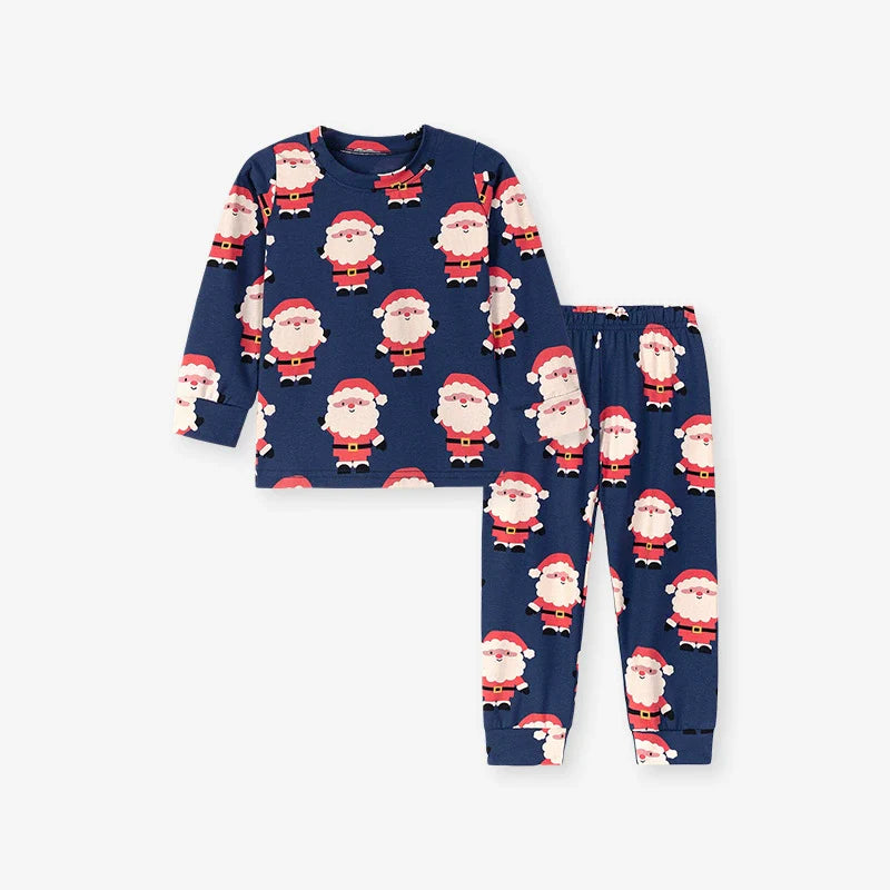 Baby Kids Christmas Cartoon Pattern Long Sleeves Casual Pajamas Clothing Set-0