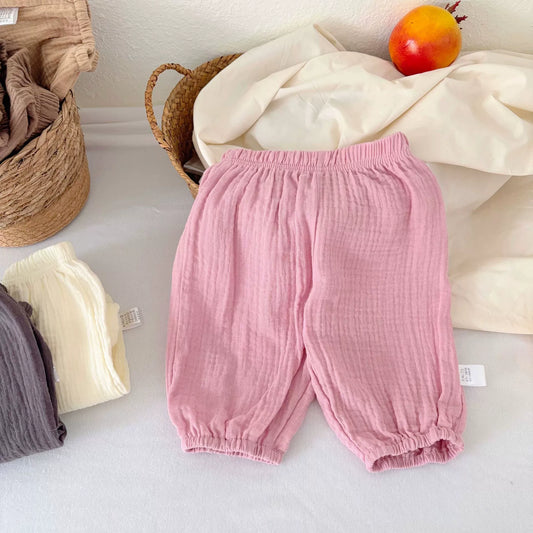 Summer Arrival Kids Unisex Cotton Casual Style Solid Color Pants-1