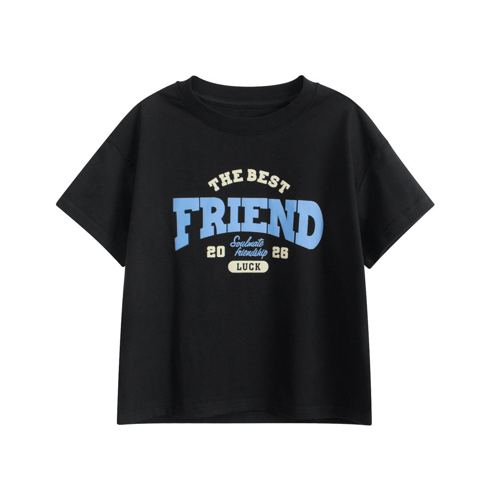 Kids’ Letters Pattern T-shirt in European and American Style-3