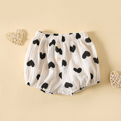 Baby Boys And Girls Cute Print Pattern Short Pants With Buttons-5