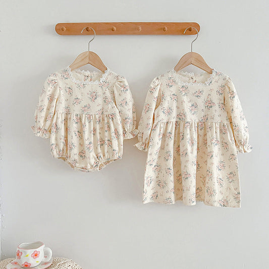 Square Neck Princess Sweet Style Baby Onesies & Children Dress-0