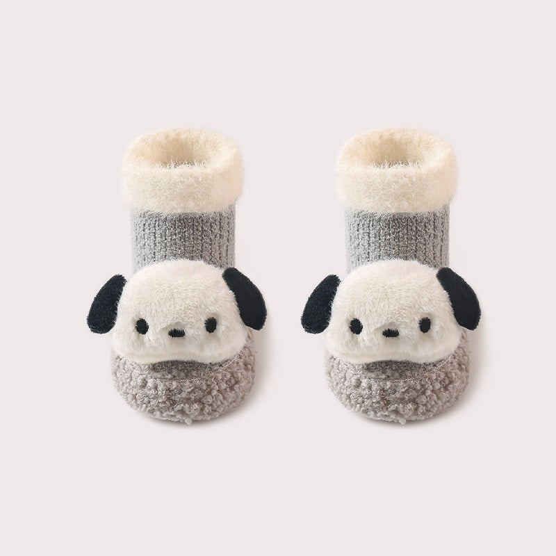 Thickened Winter Toddler Walking Socks, Mid-Calf Floor Shoe Socks, Cartoon Cute Baby Anti-slip Walking Shoes from-6