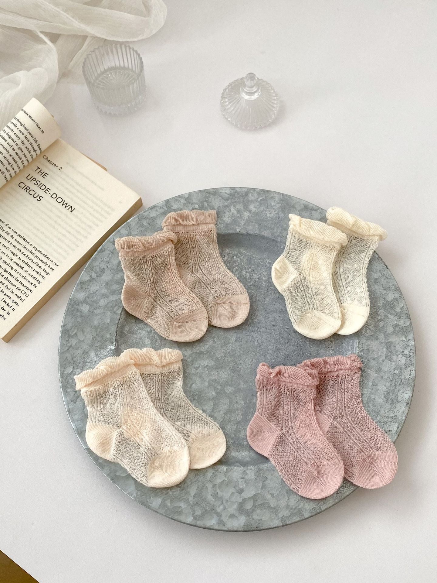 Summer Super Thin Breathable Socks For Girls: Baby Girls Solid Color Socks-0