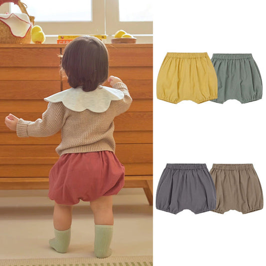 Summer Arrival Kids Unisex Cotton Casual Style Solid Color Shorts-0