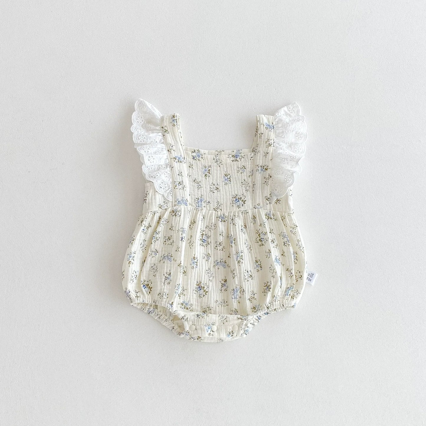Summer Arrival Baby Girls Floral Pattern Fly Sleeves Onesies-4
