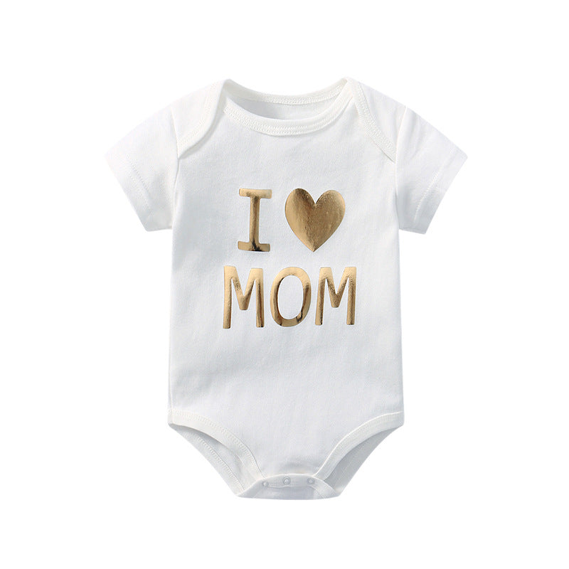 Baby Solid Color Printed Pattern Cute Triangle Onesies-12