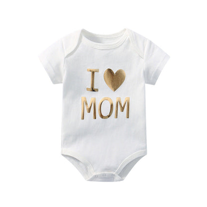 Baby Solid Color Printed Pattern Cute Triangle Onesies-12