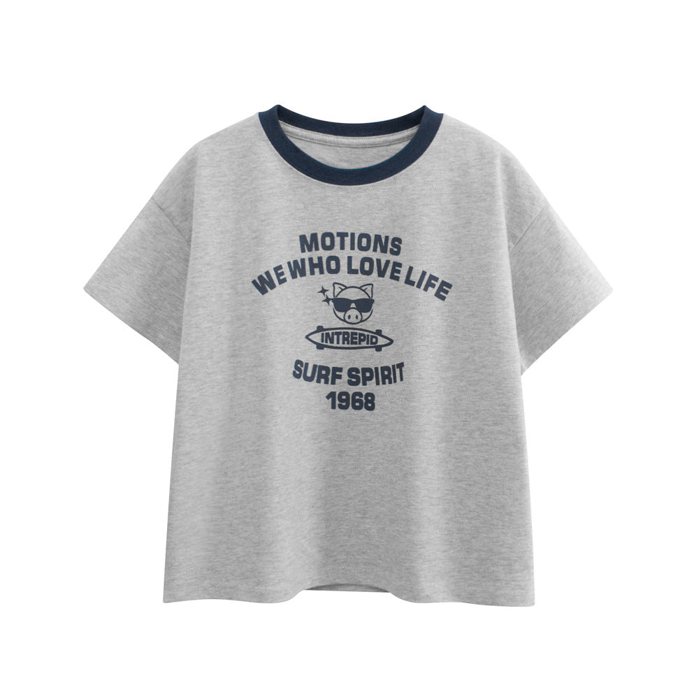 Arrival Letters Print Kids’ T-Shirt in European and American Style for Summer-0