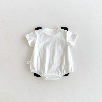 Summer Arrival Baby Girls Cute Panda Pattern Short Sleeves Onesies-1
