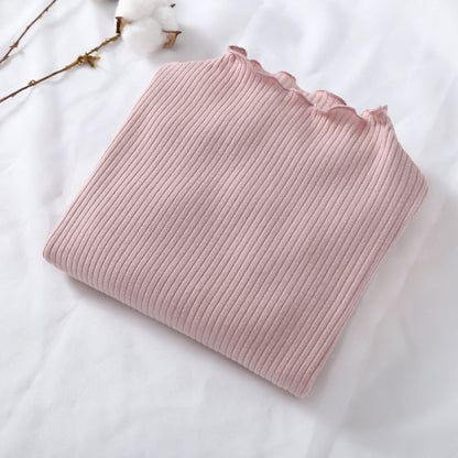 Baby Solid Color Wooden Ear Design Long Sleeve Cheap Tops Shirt-7