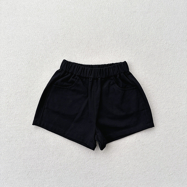 Summer New Arrival Kids Unisex Casual Thin Solid Color Basic Shorts-5