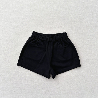 Summer New Arrival Kids Unisex Casual Thin Solid Color Basic Shorts-5