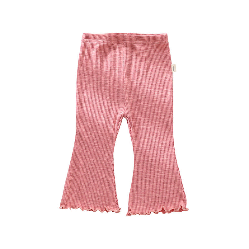 Baby Girl Solid Color Autumn Bell-Bottomed Pants-5