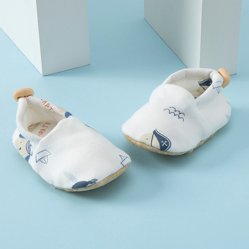 Summer Hot Selling Baby Simple Cartoon Print Soft Sole Anti-slip Shoes with Cotton Fabric-7