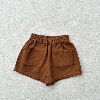Summer New Arrival Kids Unisex Casual Thin Solid Color Basic Shorts-6