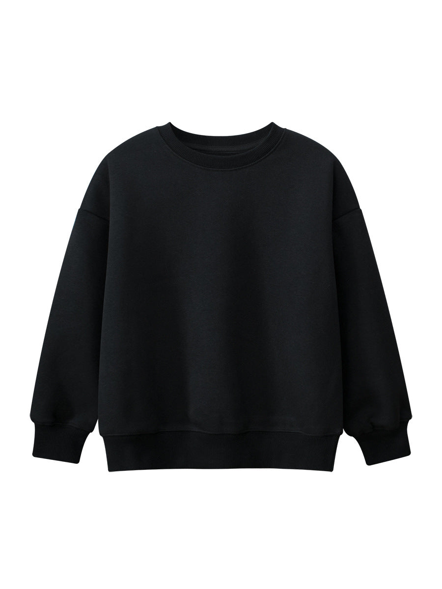 Arrival Baby Kids Plain Solid Color Crew Neck Long Sleeves Warm Cozy Pullover-5