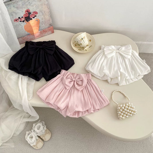 Summer Kids Girls Butterfly Bows Attached Casual Shorts-0