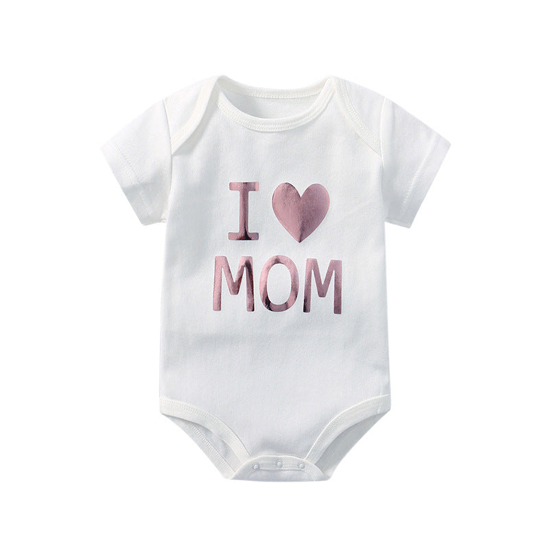 Baby Solid Color Printed Pattern Cute Triangle Onesies-10