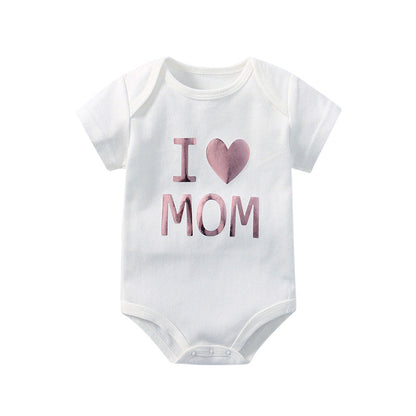 Baby Solid Color Printed Pattern Cute Triangle Onesies-10