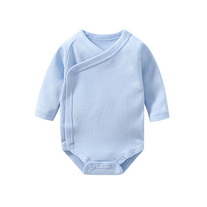 Baby Multi Color Bias Placket With Slanting Button Long Sleeve Onesies-8