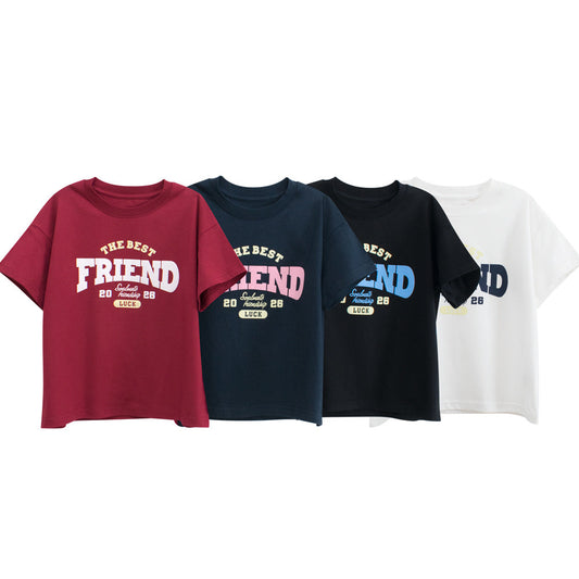 Kids’ Letters Pattern T-shirt in European and American Style-0