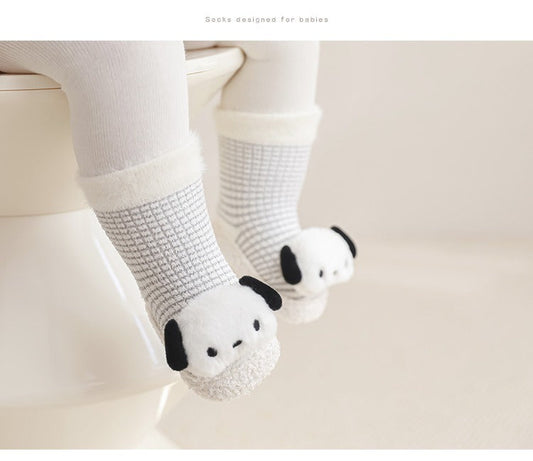 Thickened Winter Toddler Walking Socks, Mid-Calf Floor Shoe Socks, Cartoon Cute Baby Anti-slip Walking Shoes from-0