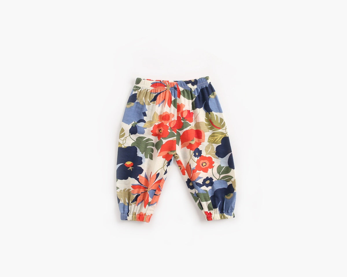 Baby Girl Floral Print Pattern Wide Leg Pants In Spring & Summer-6