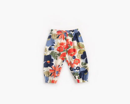 Baby Girl Floral Print Pattern Wide Leg Pants In Spring & Summer-6