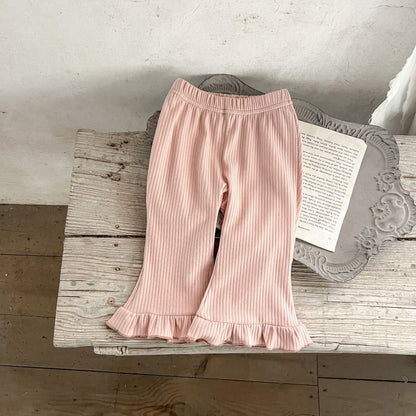 Baby Solid Color Elastic Cotton Comfy Flared Pants-9