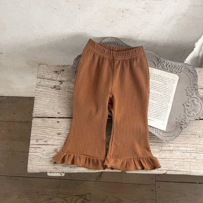 Baby Solid Color Elastic Cotton Comfy Flared Pants-7