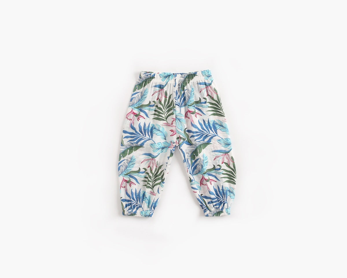 Baby Girl Floral Print Pattern Wide Leg Pants In Spring & Summer-5