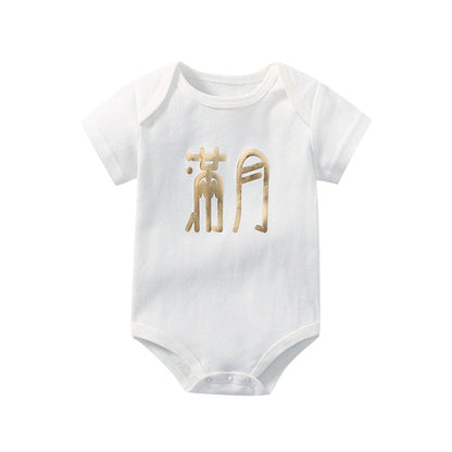 Baby Solid Color Printed Pattern Cute Triangle Onesies-17