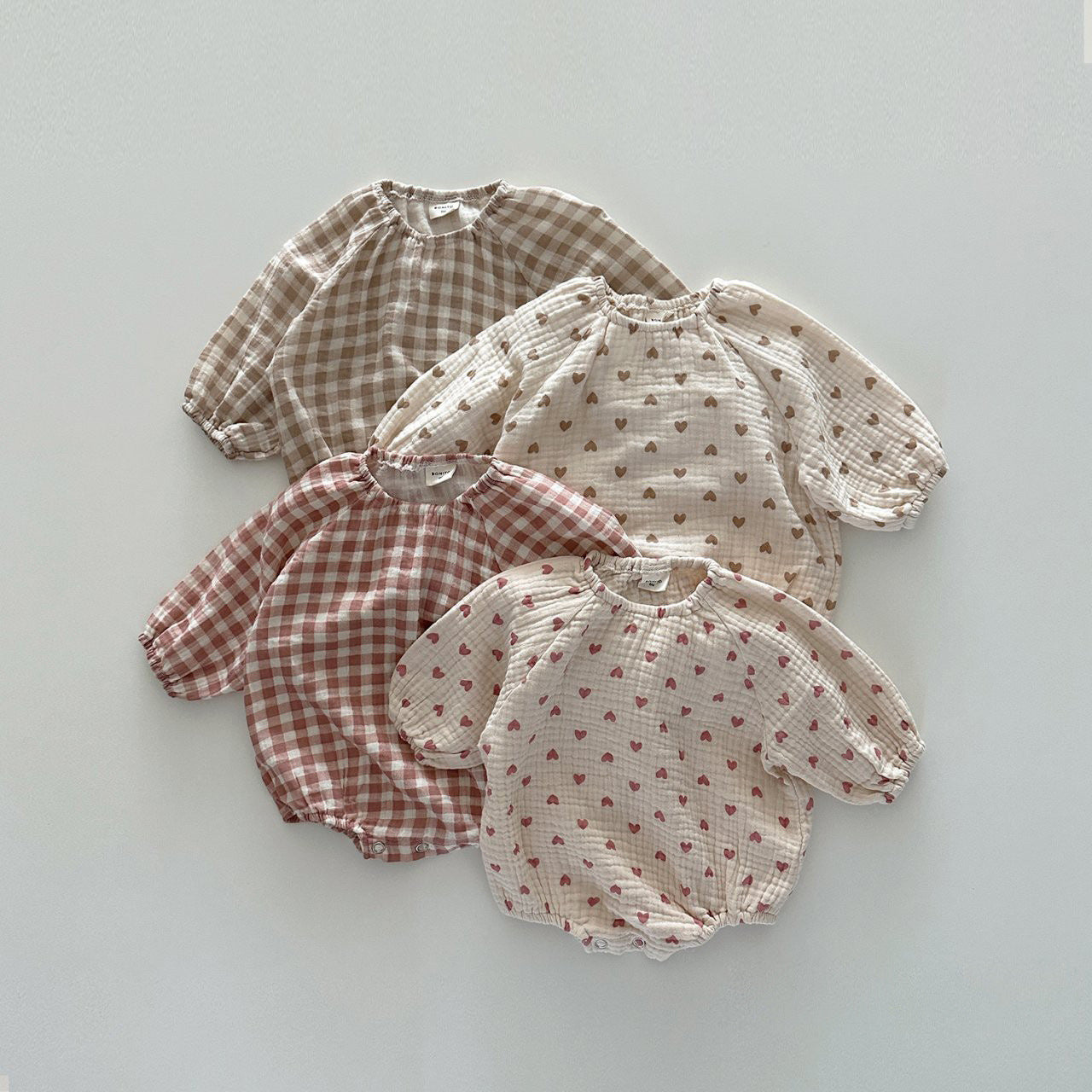 Heart & Plaid Graphic New Arrive Onesies-1