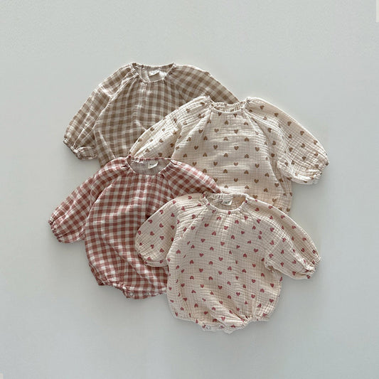 Heart & Plaid Graphic New Arrive Onesies-1