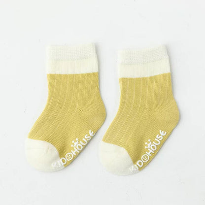 Baby Two Colors Contrast Boneless Bottom Dispensing Socks 1 Lot = 5 Pairs-7