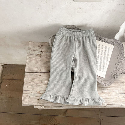 Baby Solid Color Elastic Cotton Comfy Flared Pants-8