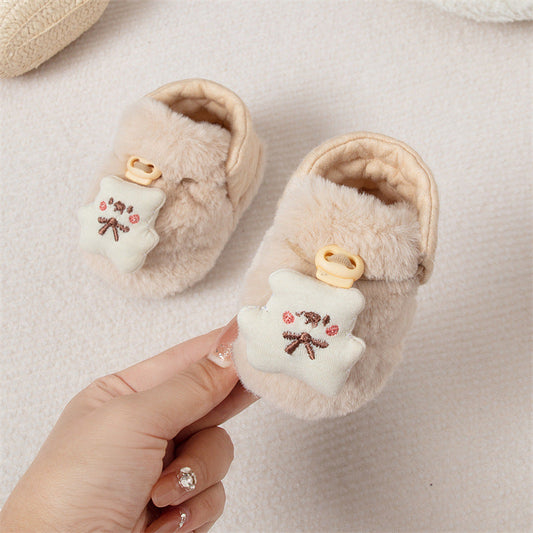 Winter Arrival Baby Animals Cartoon Pattern Anti-slip Fleece-lined Toddler Cotton Shoes-10